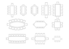 furniture icon interior plan view top set architecture house table line home outline apartment collection isolated layout design project blueprint. vector