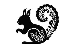 Squirrel mandala black Silhouette clip art vector