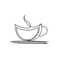 coffee cup minimal design hand drawn one line style drawing, one line art continuous drawing, coffee cup single line art vector