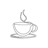 café taza mínimo diseño mano dibujado uno línea estilo dibujo, uno línea Arte continuo dibujo, café taza soltero línea Arte vector