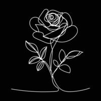 rose minimal design hand drawn one line style drawing, rose one line art continuous drawing, rose single line art vector