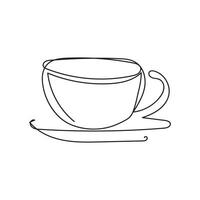 café taza mínimo diseño mano dibujado uno línea estilo dibujo, uno línea Arte continuo dibujo, café taza soltero línea Arte vector