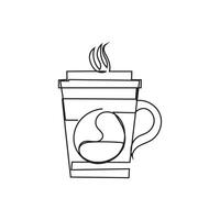 café taza mínimo diseño mano dibujado uno línea estilo dibujo, uno línea Arte continuo dibujo, café taza soltero línea Arte vector