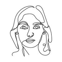 Female minimal design hand drawn one line style drawing, one line art continuous drawing vector