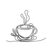 café taza mínimo diseño mano dibujado uno línea estilo dibujo, uno línea Arte continuo dibujo, café taza soltero línea Arte vector