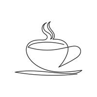 café taza mínimo diseño mano dibujado uno línea estilo dibujo, uno línea Arte continuo dibujo, café taza soltero línea Arte vector