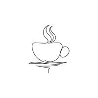 café taza mínimo diseño mano dibujado uno línea estilo dibujo, uno línea Arte continuo dibujo, café taza soltero línea Arte vector