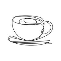 café taza mínimo diseño mano dibujado uno línea estilo dibujo, uno línea Arte continuo dibujo, café taza soltero línea Arte vector