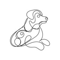 dog minimal design hand drawn one line style drawing, one line art continuous drawing, dog single line art vector