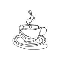 café taza mínimo diseño mano dibujado uno línea estilo dibujo, uno línea Arte continuo dibujo, café taza soltero línea Arte vector