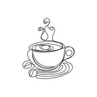 café taza mínimo diseño mano dibujado uno línea estilo dibujo, uno línea Arte continuo dibujo, café taza soltero línea Arte vector