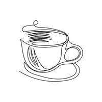 café taza mínimo diseño mano dibujado uno línea estilo dibujo, uno línea Arte continuo dibujo, café taza soltero línea Arte vector