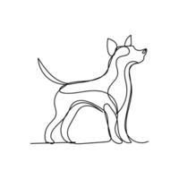 perro mínimo diseño mano dibujado uno línea estilo dibujo, uno línea Arte continuo dibujo, perro soltero línea Arte vector