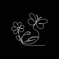 butterfly with flower minimal design hand drawn one line style drawing, butterfly with flower one line art continuous drawing, butterfly with flower single line art vector