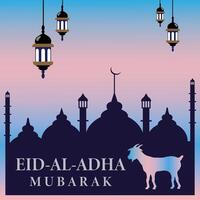 Eid Al Adha Mubarak Background with Goat Concept vector