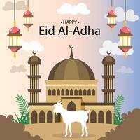 Eid al adha islamic festival wishes background design vector