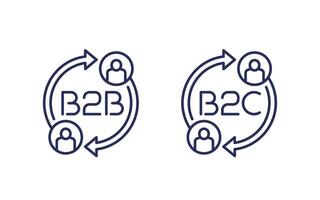 b2b and b2c line icons on white vector