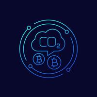 carbon footprint of bitcoin icon, linear design vector