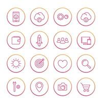 Thin line web icons set, basic interface elements for websites and mobile app vector