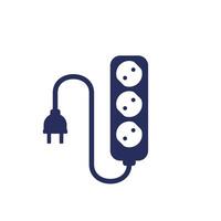 power strip icon, power outlet with cable and plug vector