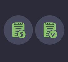 Payroll and bill icons in flat style, illustration vector