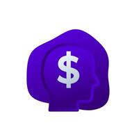 money thinking icon with blue gradient vector