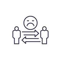 negative social interaction line icon with people vector