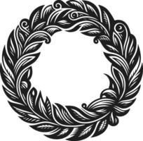 Laurel wreath circle frame isolated on white background. vector