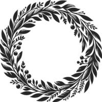 Laurel wreath circle frame isolated on white background. vector