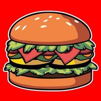 A tasty and hearty burger. The concept of tasty and unhealthy food. vector