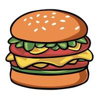 A tasty and hearty burger. The concept of tasty and unhealthy food. vector