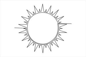 continuous one line drawing sun art Summer sun contour line sign line art illustration vector