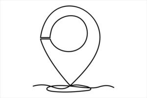 continuous one line google map point route directions and location outline line art illustration vector