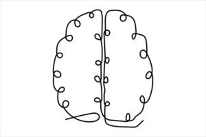 Continuous one line drawing of human brain. Hand drawn minimalism style. brain line art illustration vector