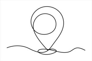 continuous one line google map point route directions and location outline line art illustration vector