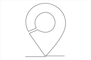 continuous one line google map point route directions and location outline line art illustration vector