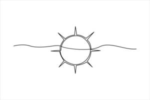 continuous one line drawing sun art Summer sun contour line sign line art illustration vector