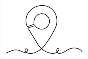 continuous one line google map point route directions and location outline line art illustration vector