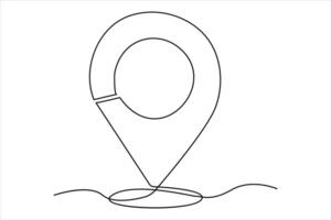 continuous one line google map point route directions and location outline line art illustration vector