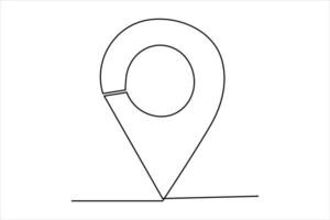 continuous one line google map point route directions and location outline line art illustration vector