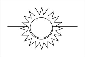 continuous one line drawing sun art Summer sun contour line sign line art illustration vector