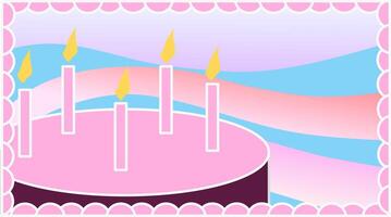 A business card for those who arrange holidays and bake cakes to order. illustration business card for inserting your number and name. On a business card delicately opened cake with candles vector