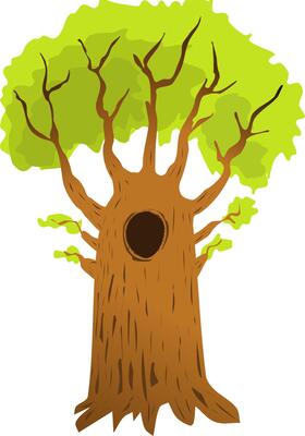 Graphic resource baobab tree with hollow in trunk transparent background. illustration beautiful cartoon african green tree with thick trunk