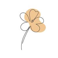 Flower continuous line drawing element isolated on white background for decorative element. illustration of flower form in trendy outline style. vector