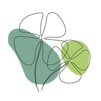 Saint patrick clover leaf. continuous line drawing element for decorative element. illustration of plant form in trendy outline style. vector