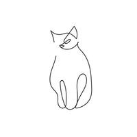 One single Line drawing of cat. Hand drawn abstract print. Use for poster illustration, wall decorative, t-shirt print vector