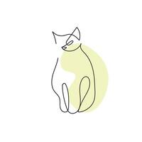 Continuous line drawing of cat. Animal form in trendy outline style. vector