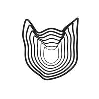 Abstract stripes optical art cat line in white background. illustration vector