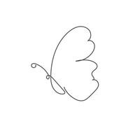 butterfly drawing , continuous single one line art style isolated on white background. Minimalism hand drawn style. vector