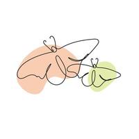 Continuous line drawing of butterfly. illustration vector